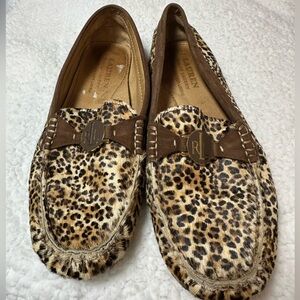 Lauren Ralph Lauren Carley calf Hair Suede Brown Leopard Moccasins Size 7.5